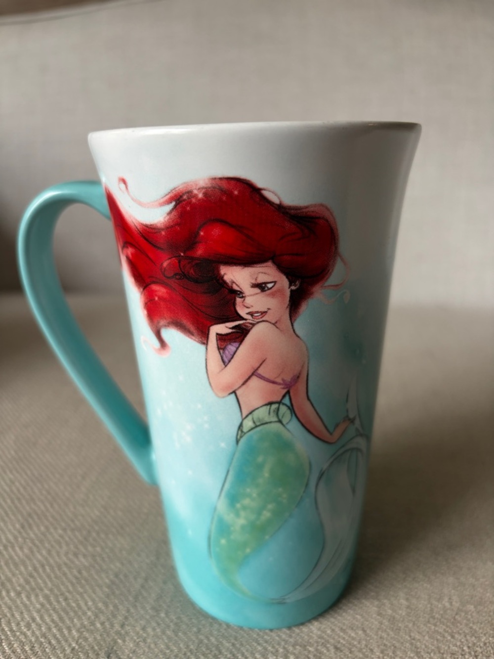 Disney Store Art of Ariel Teal and White Limited Edition Collectors Ceramic Mug